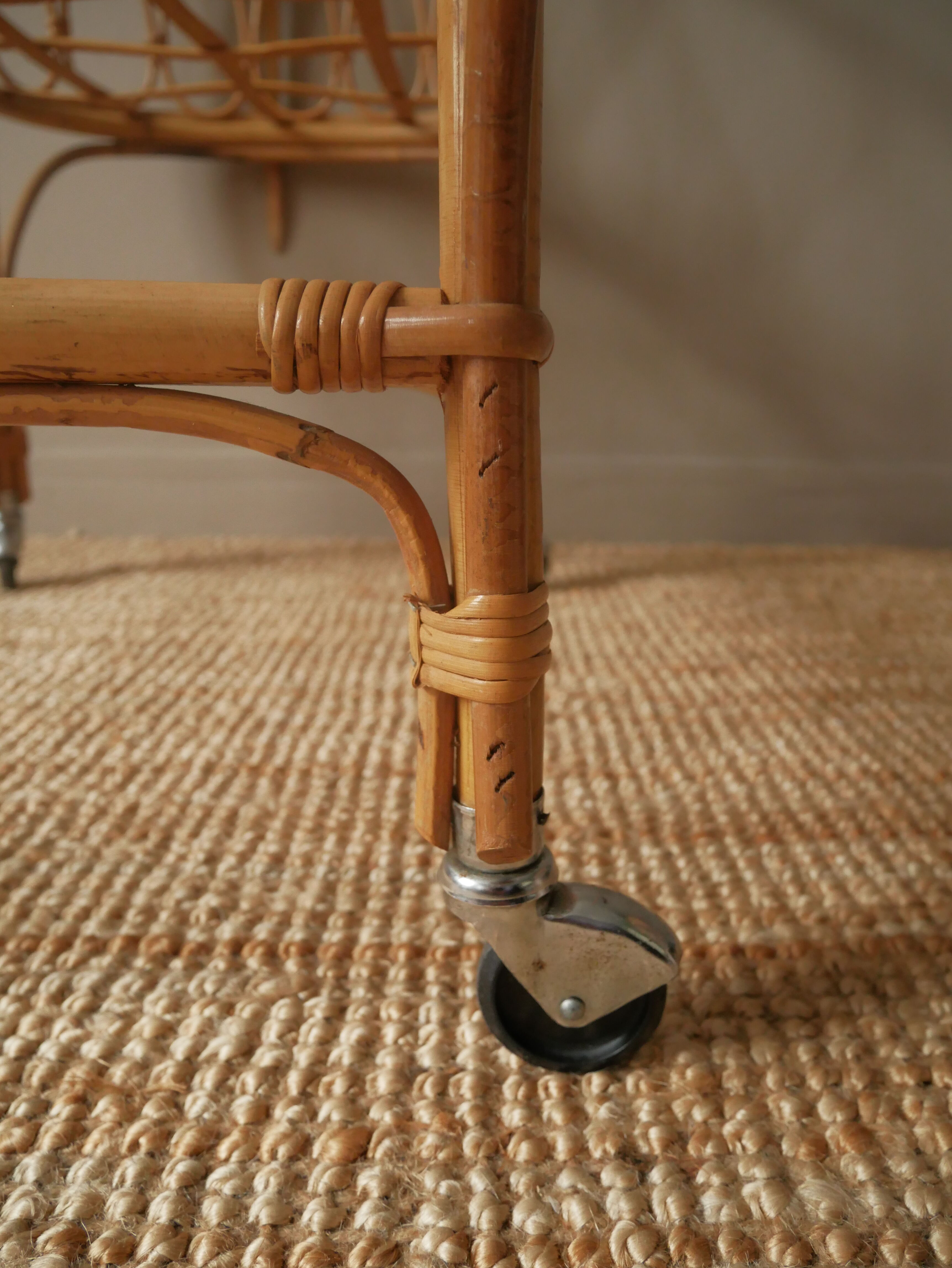 Vintage rattan crib Scandinavian decoration