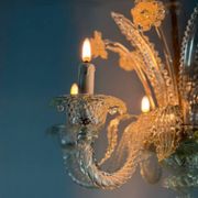 Venetian chandelier in gilded Murano glass, circa 1950