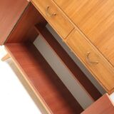 Vintage secretary with drawers, drop-down and doors from the 1960s.