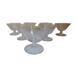7 crystal champagne glasses engraved by Paul Nicolas (1875-1952) D'Argental