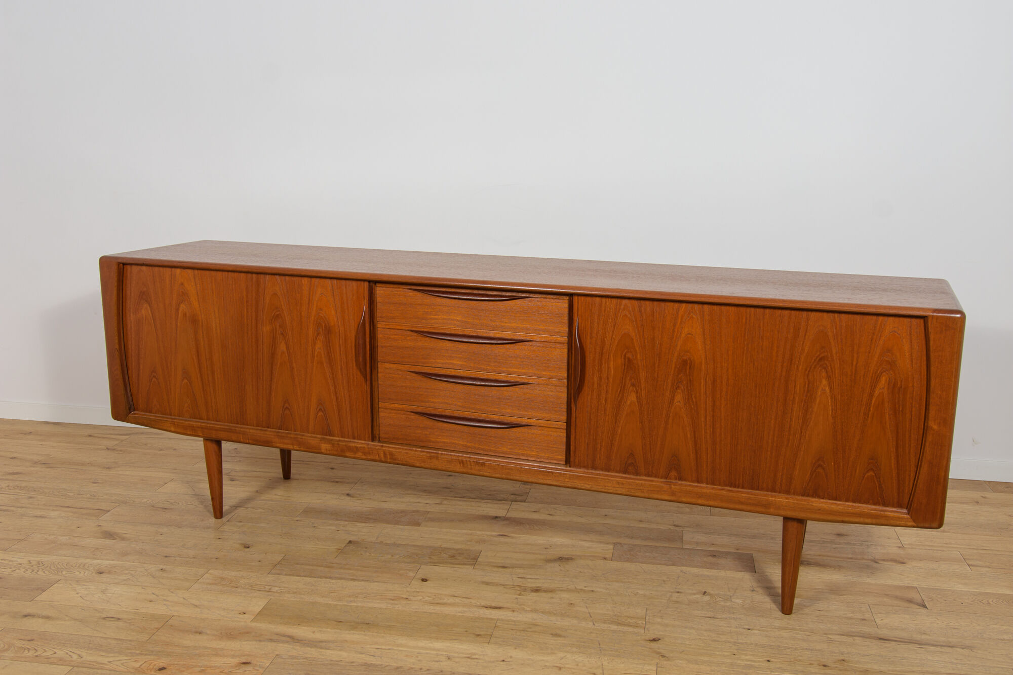 Mid-Century Large Teak Tambour Door Sideboard, Denmark, 1960s
