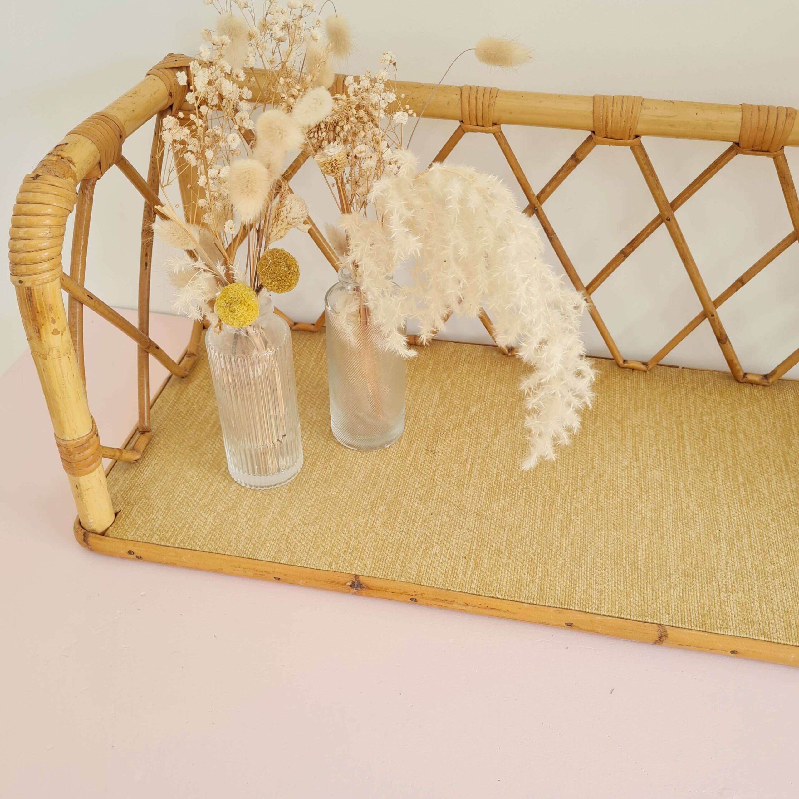 Antique rattan shelf