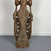 Large carved wooden statuette of a kinaree worshipping a devi. Thailand