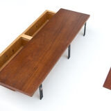 Teak mirror and shelf with drawers, 1950s