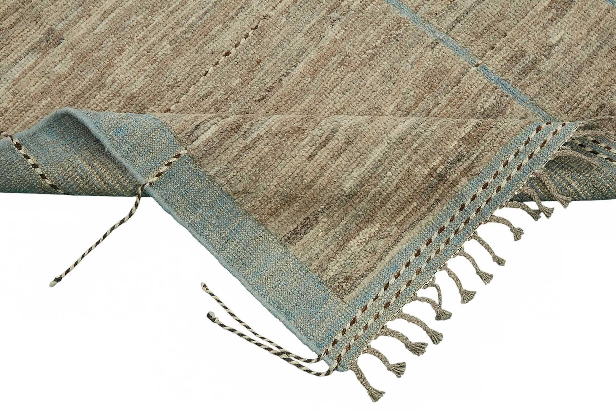 Handwoven Turkish Rustic 206 cm x 304 cm Brown Wool Carpet