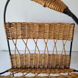 Metal and rattan magazine holder