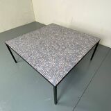 Mid-Century Modernist Rectangular Bleu Black Steel and Ceramic Coffee Table, 1960s