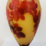 Gallé vase decorated with red roses