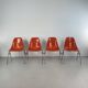 Set of 4 Eames for Herman Miller DSS side chairs in coral