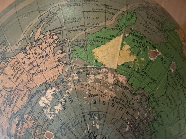 Mappemonde vintage en verre et métal pour Perrina, circa 1960