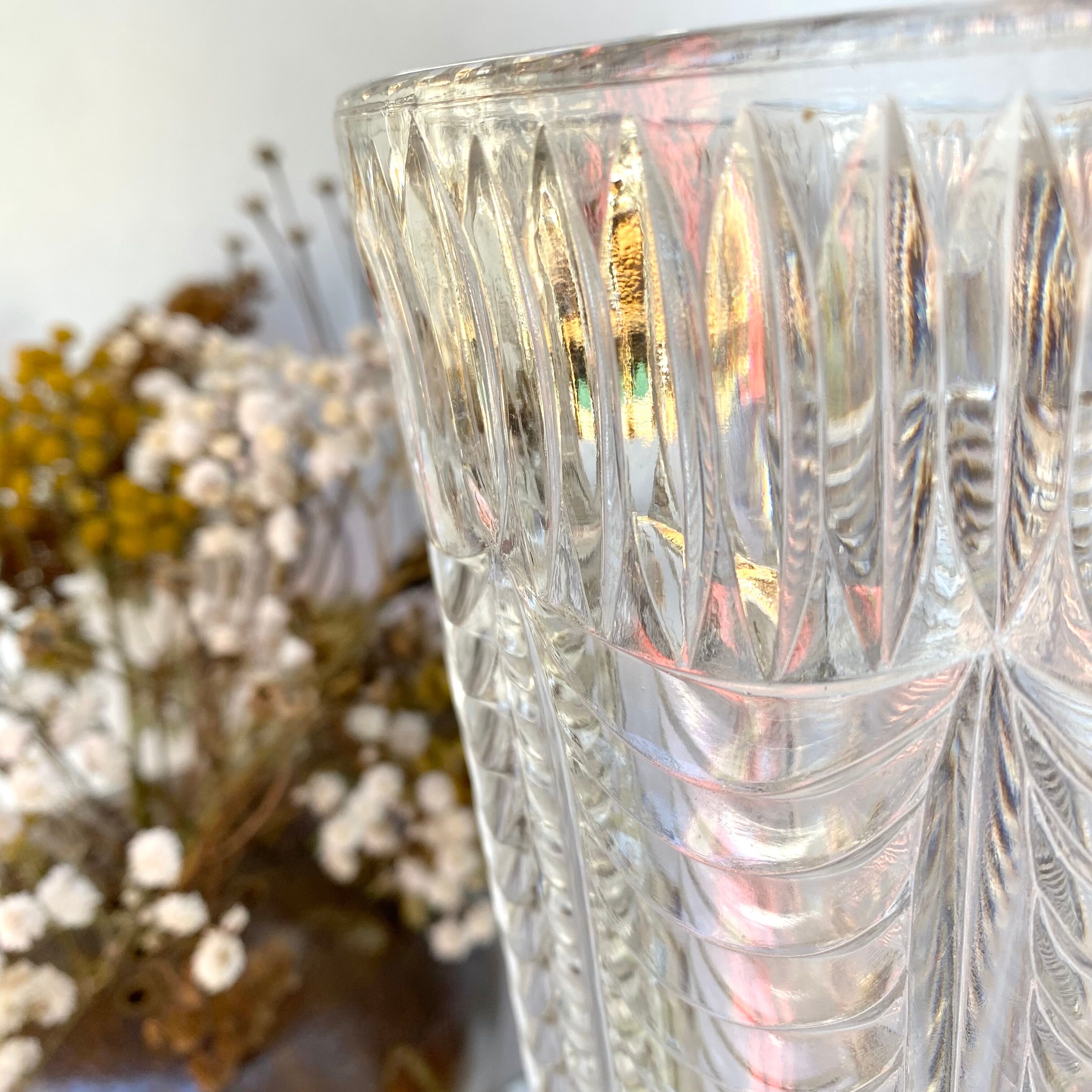 Vintage chiseled glass vase