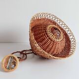 Rustic Mid-Century Wicker Pendant Lamp, Handwoven in Spain, c. 1960s
