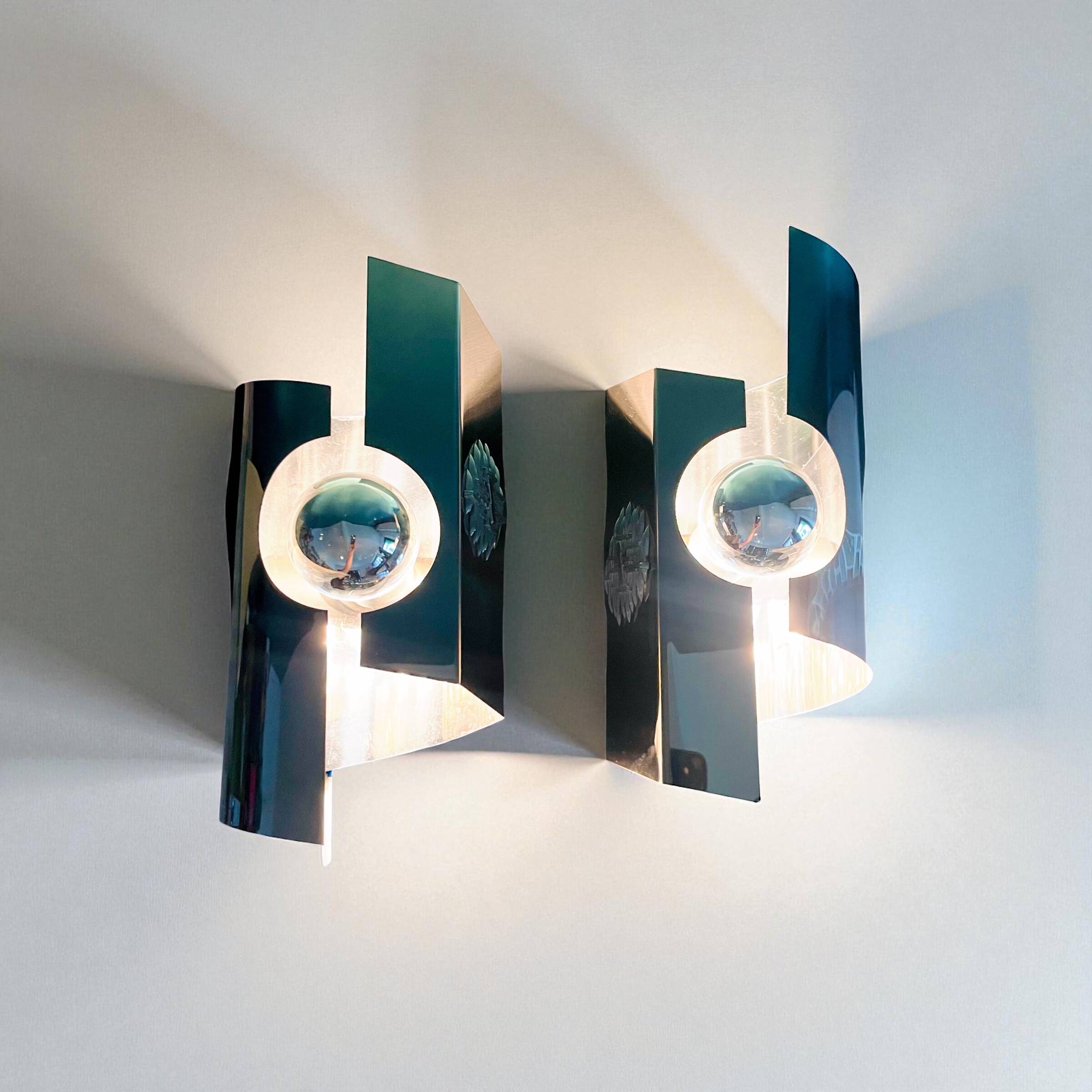 2 vintage 70s Space Age Oxar inspired wall lights