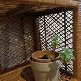 Round rattan shelf