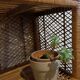 Round rattan shelf