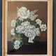 Oil on canvas by Mitzi 20th century still life bouquet of flowers whitewashed frame