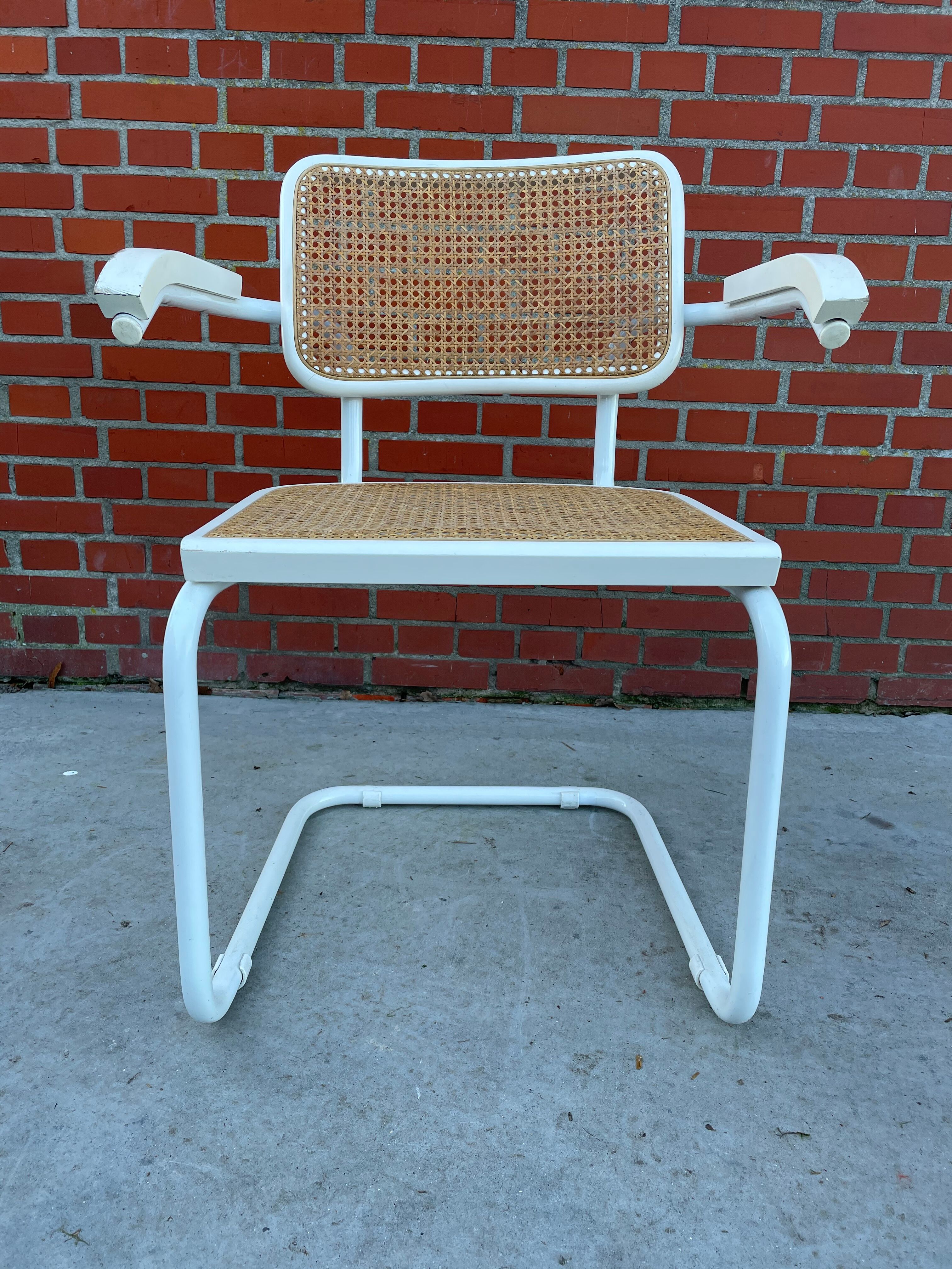 Cesca Chair model with armrest in white