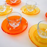 Set of glass cups, Italian design, 1970s, manufactured by Fratelli Guzzini