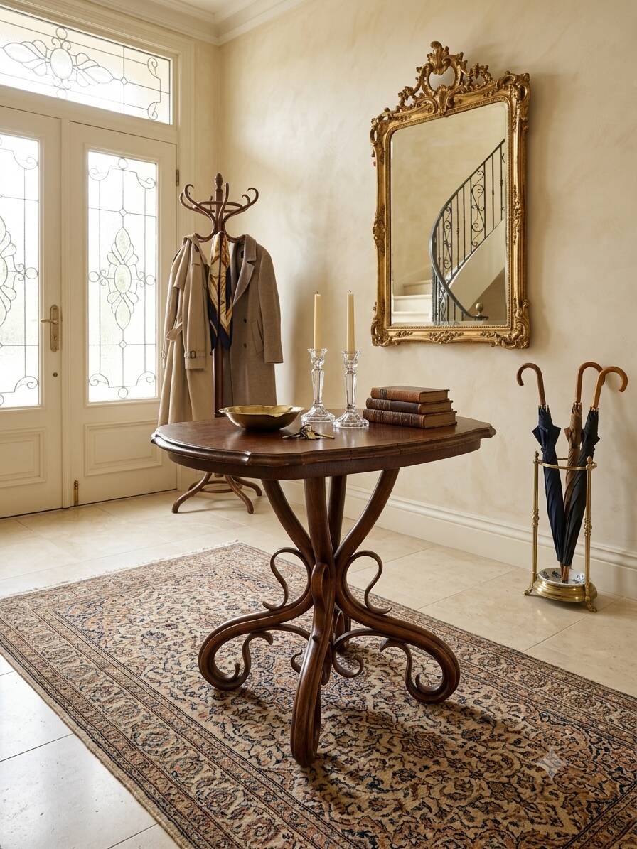 Thonet No. 1 curved wooden side table from the 19th century.