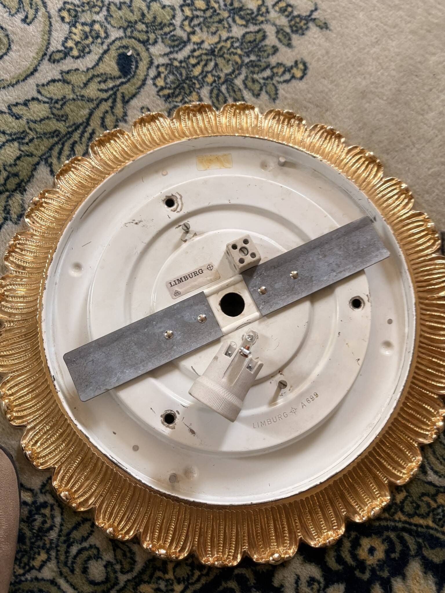 Vintage ceiling light Glashütte Limburg Bronze Hollywood Regency Mid Century