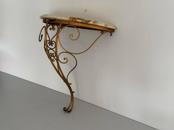 Console murale flottante en fer forgé du milieu du siècle, 1950, Italie