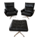 Vintage Danish Georg Thams matching black leather lounge chairs 1970s