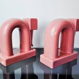 Pair of pink elephants by Guadalupe Coronado, Bookends, ceramic, Spain, 1980
