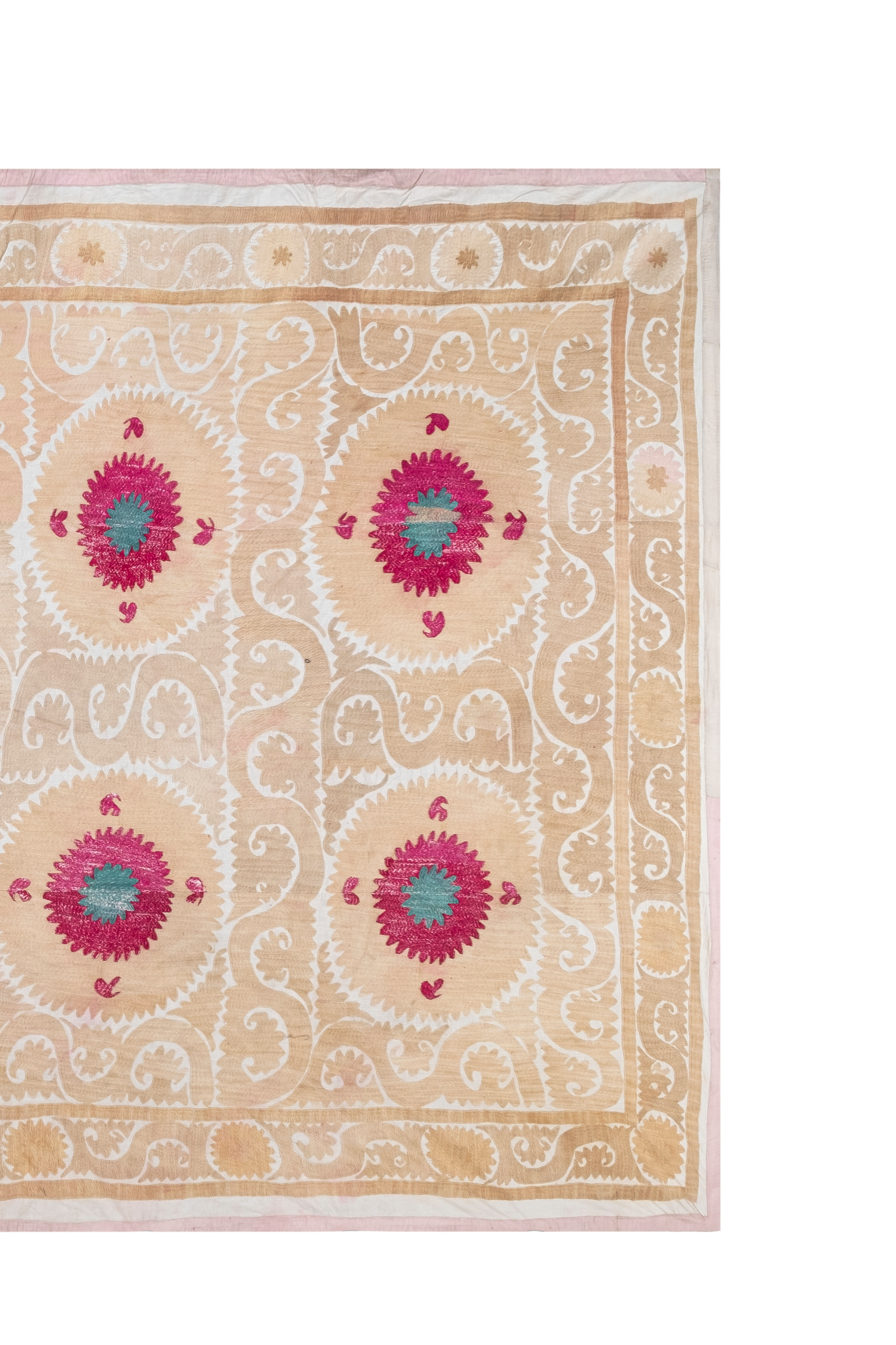 Hand Embroidered Suzani Bedspread 7'9" X 10'10"