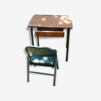 Bureau école enfant vintage et sa chaise