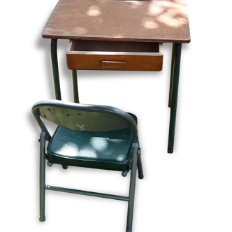 Bureau école enfant vintage et sa chaise
