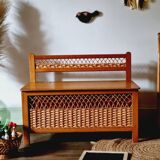 Oak and rattan chest bench 1960