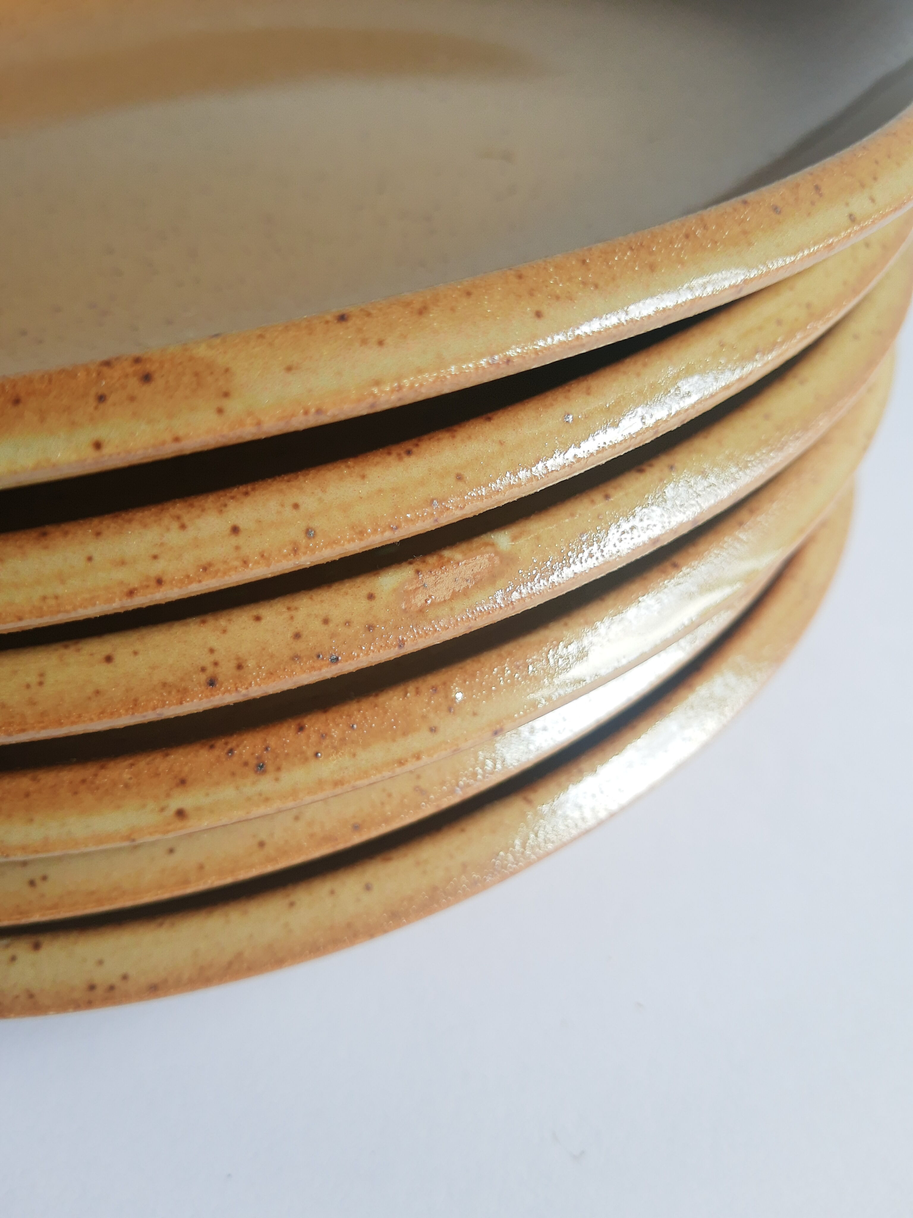 Set of 6 flat plates in Brenne stoneware from France vintage