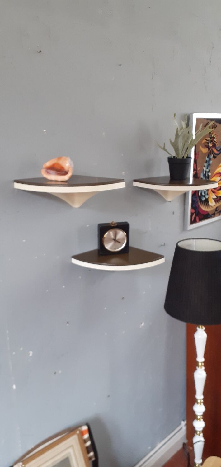 Three vintage corner shelves 70s