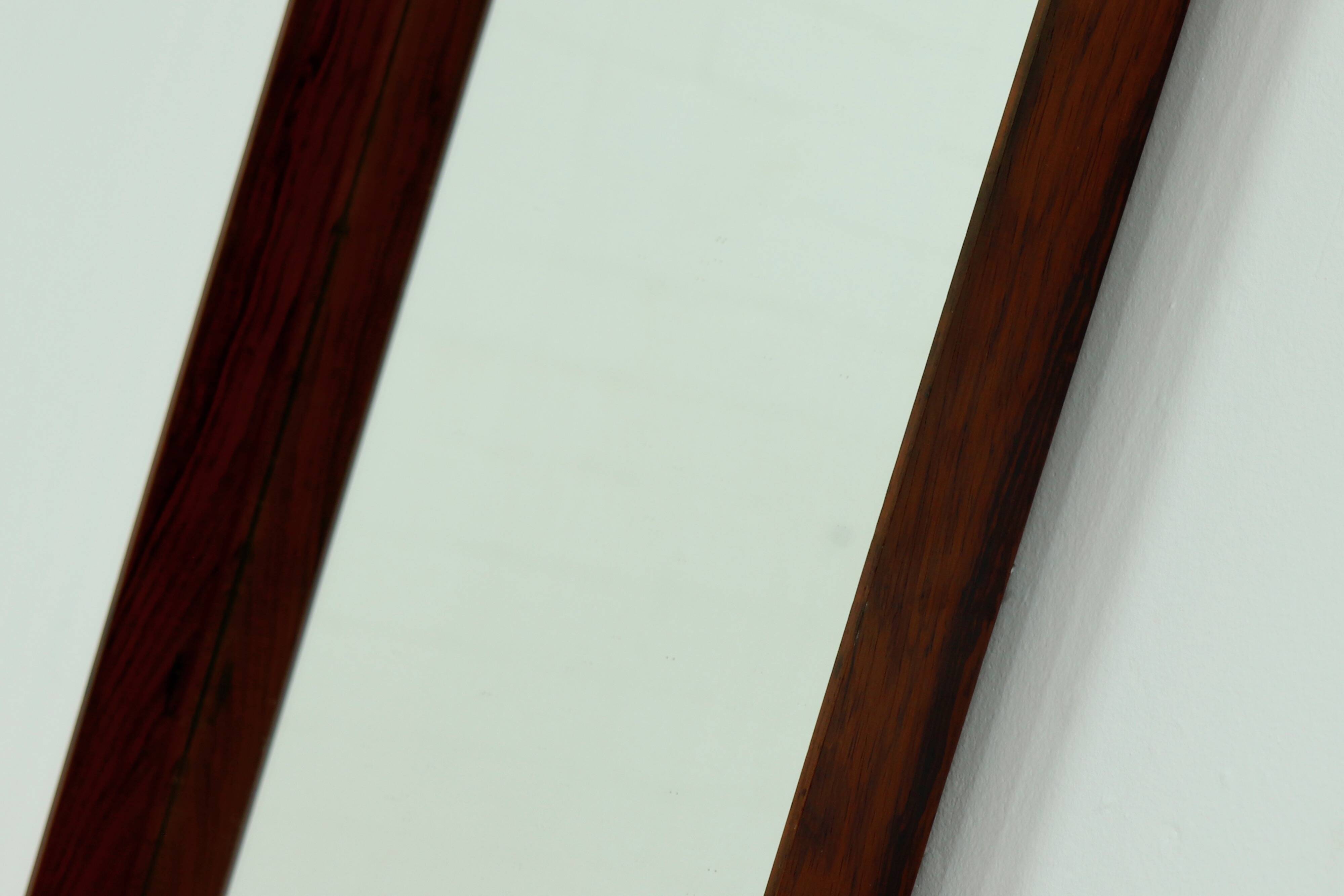 Large Scandinavian Rectangular Rosewood Mirror 1960s