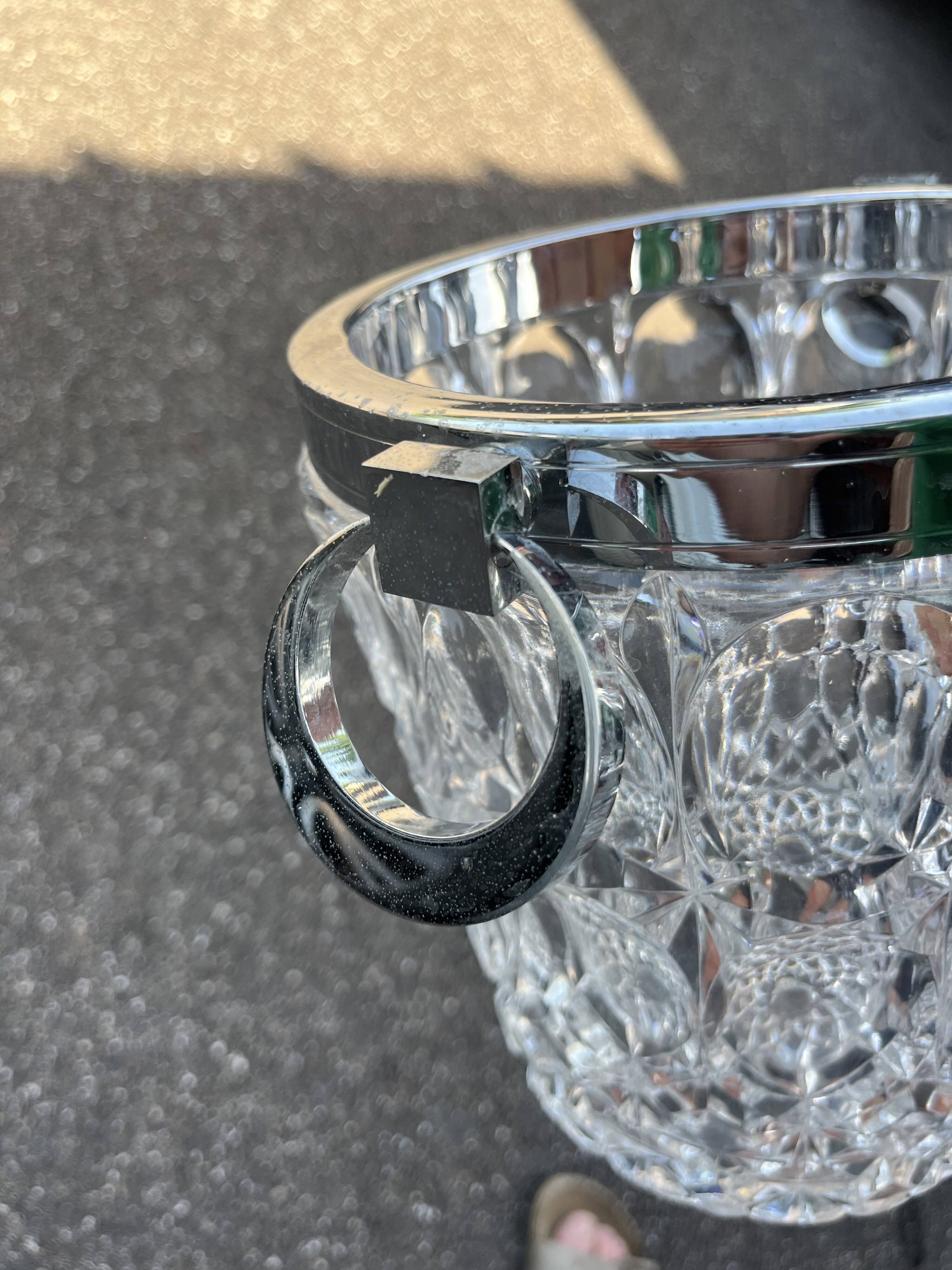 Large vintage crystal and silver-plated champagne bucket