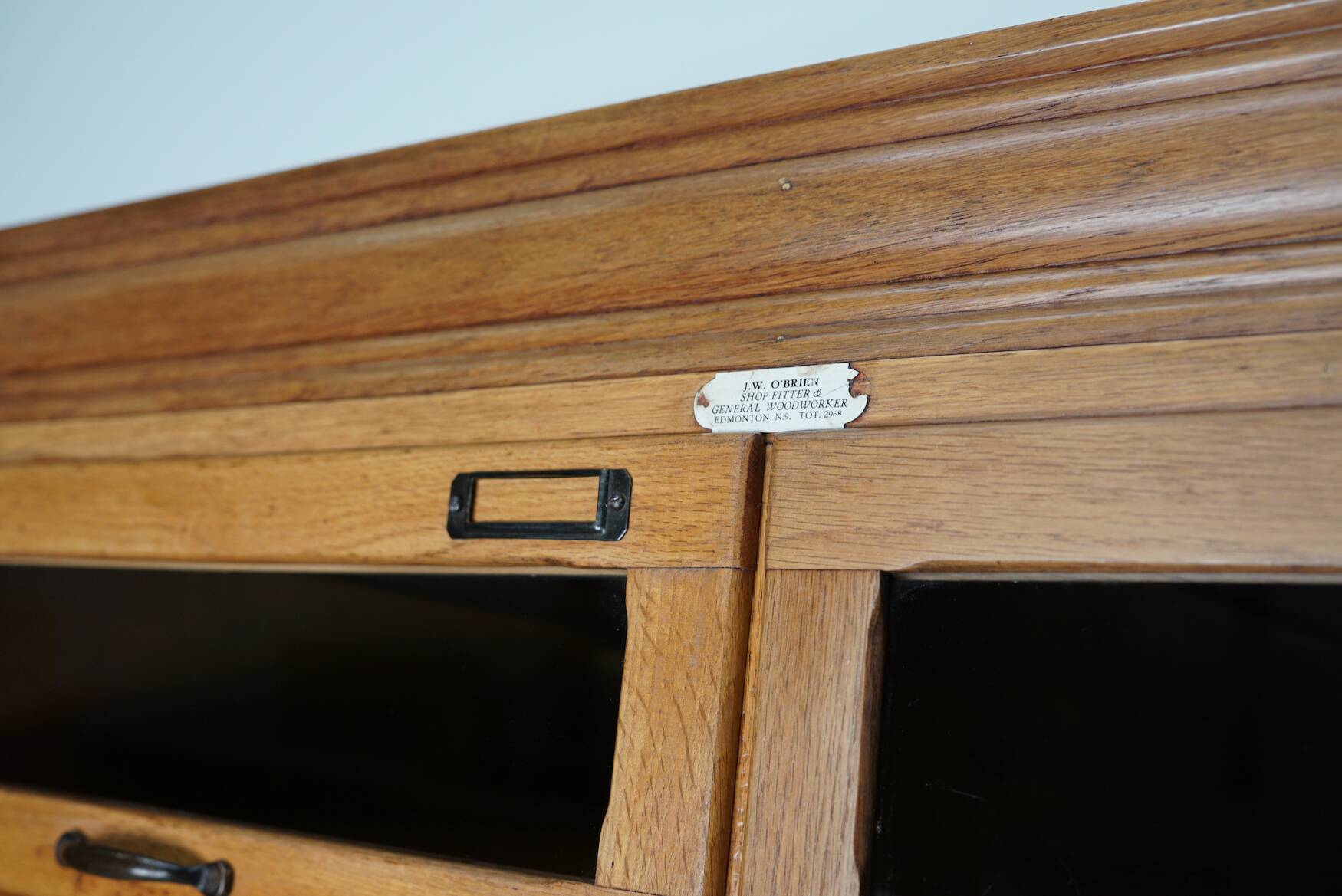English Haberdashery Shop Cabinet with Glass Fronted Drawers, Circa 1930s