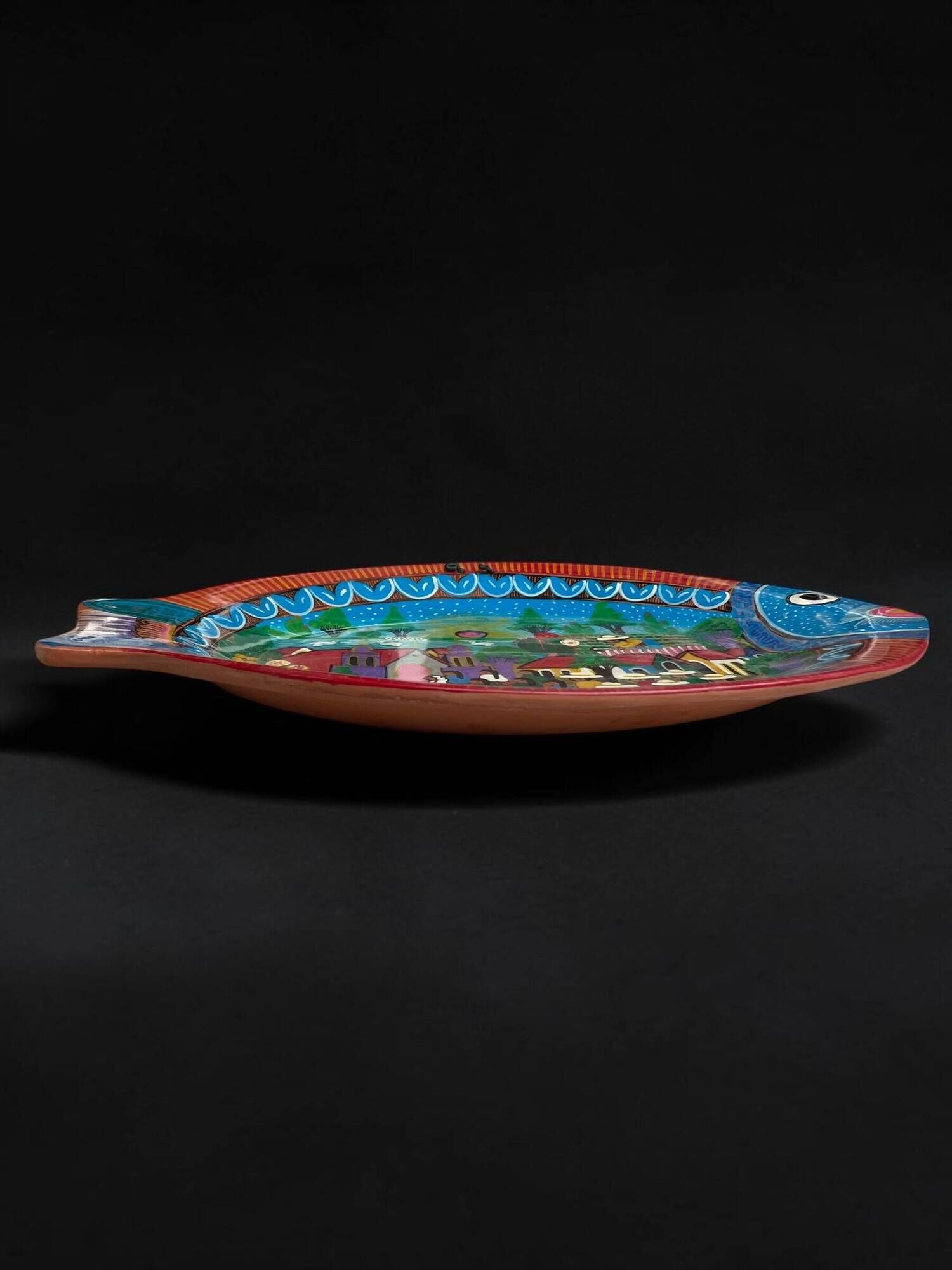Painted terracotta wall fish, Oaxaca, Mexico, 1970s-80s.