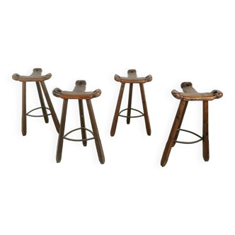 Mid century brutalist bar stools - set of 4, 1960s