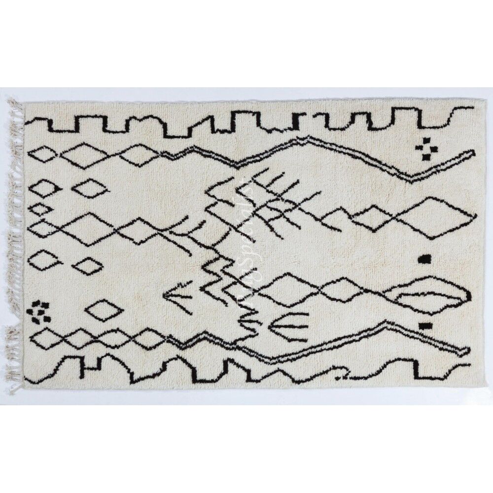 New Moroccan style Tulu Rug Made of Natural Undyed Wool. Custom Options Available