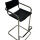Vintage Black Leather & Chrome Italian Modern Barstools Set