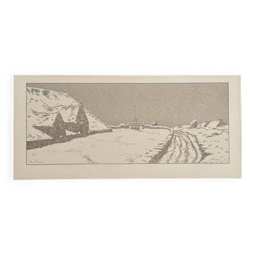 Lithographie par Henri Rivière La Féérie des Heures - La Neige