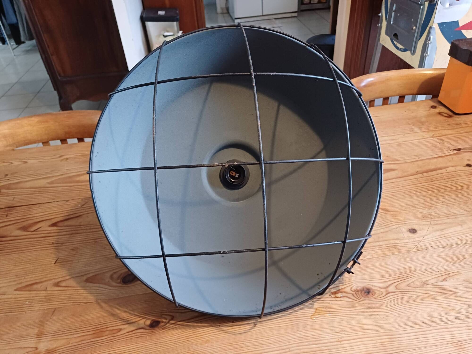 Grey metal industrial lamp