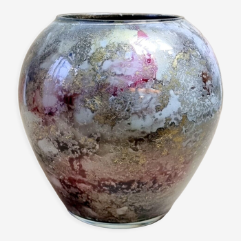 Vase boule en verre laqué line