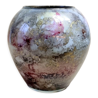 Vase boule en verre laqué line