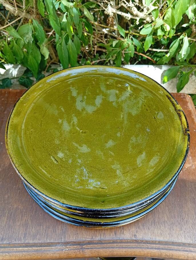 6 large handmade ceramic plates