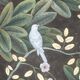 Painted canvas depicting flowers and birds. Contemporary work.
