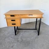 Modernist 50s oak metal desk