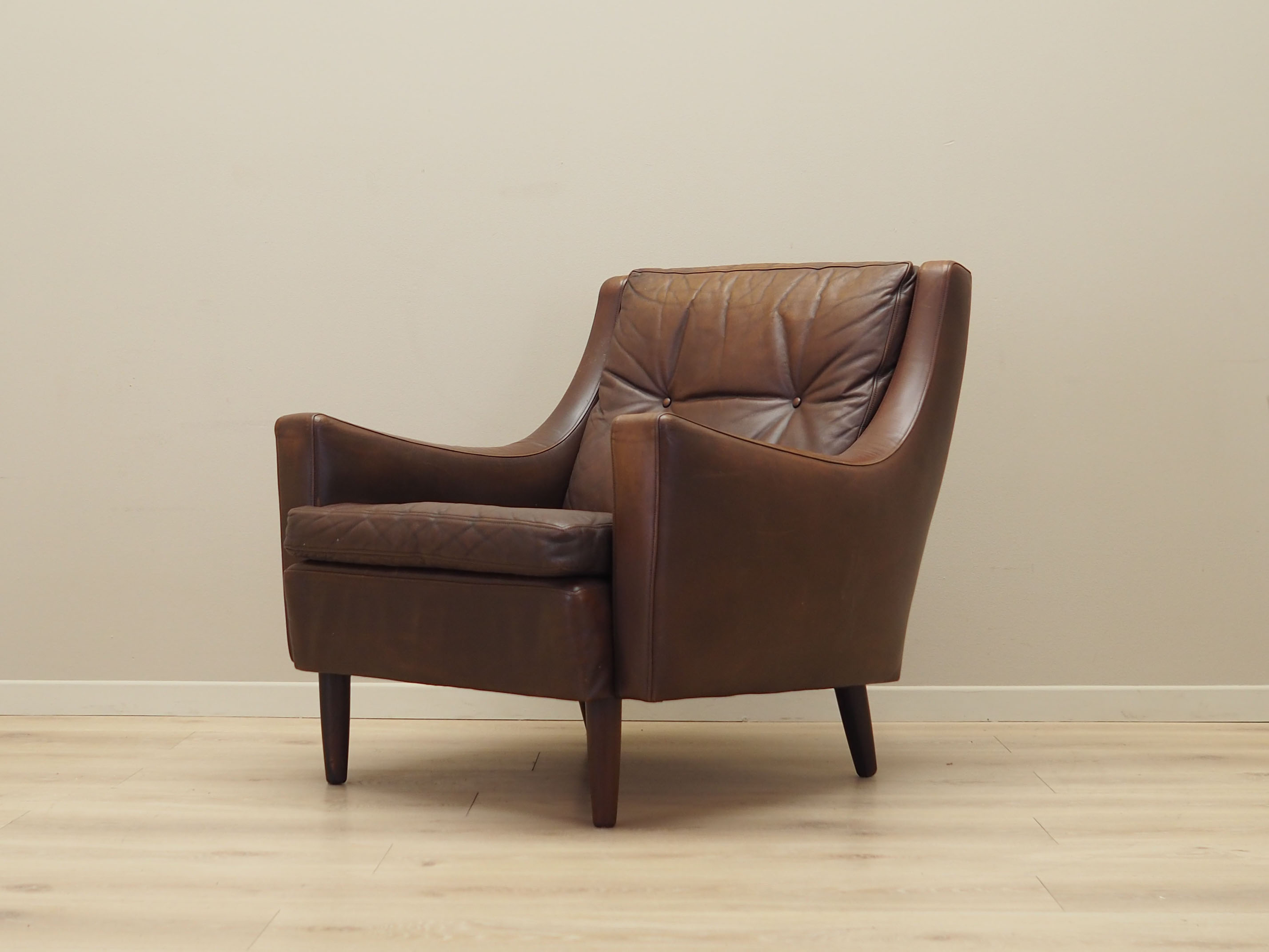 Brown leather armchair, Danish design, 1960s, designer: Edmund Jørgensen