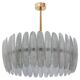 Modern Brass and Murano Glass Chandelier, Mid-Century Style, Italy