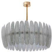 Modern Brass and Murano Glass Chandelier, Mid-Century Style, Italy